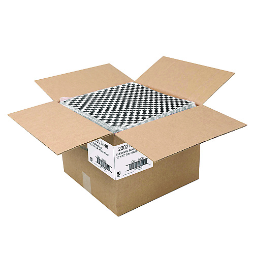 Paterson Grease-Resistant Food Wrap, 12" x 12", Black Check, 5,000/Carton (WG01006)