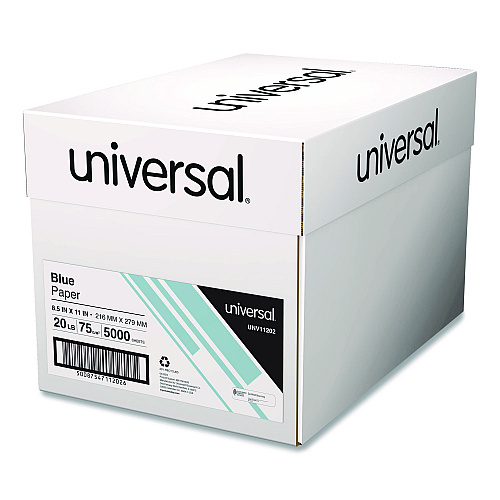 Universal Deluxe Colored Paper, 20 lb Bond Weight, 8.5 x 11, Blue, 500 Sheets/Ream, 10 Reams/Carton (UNV11202CT)