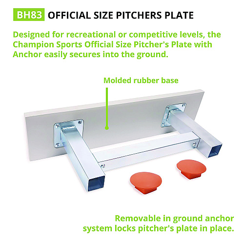 Champion Sports Official Size Pitcher's Plate with Anchor, 24" x 6" (BH83)
