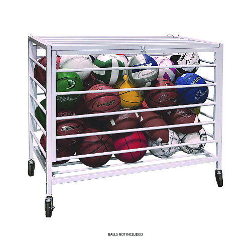 Champion Sports Economy Locking Ball Carrier, Metal, 264 lb Capacity, 23" x 45" x 32", White (EBLXX)