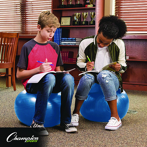Champion Sports Kid's Ball Chair, Supports Up to 264 lb, 12.5" Seat Height, Blue Seat, Silver Base (KDCH)