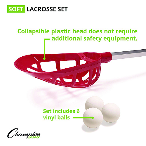 Champion Sports Soft Lacrosse Set, 6 Balls/12 Sticks (LAXSR)