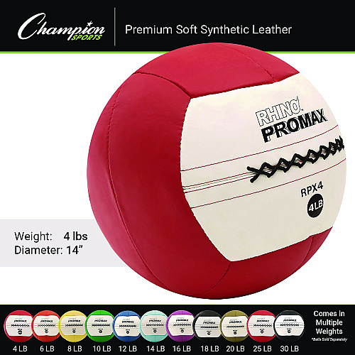 Champion Sports Rhino Promax Medicine Ball, 4 lb, Red (RPX4)