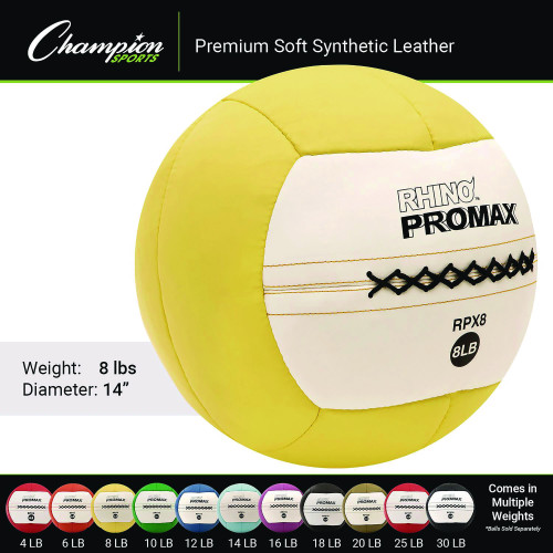Champion Sports Rhino Promax Medicine Ball, 8 lb, Yellow (RPX8