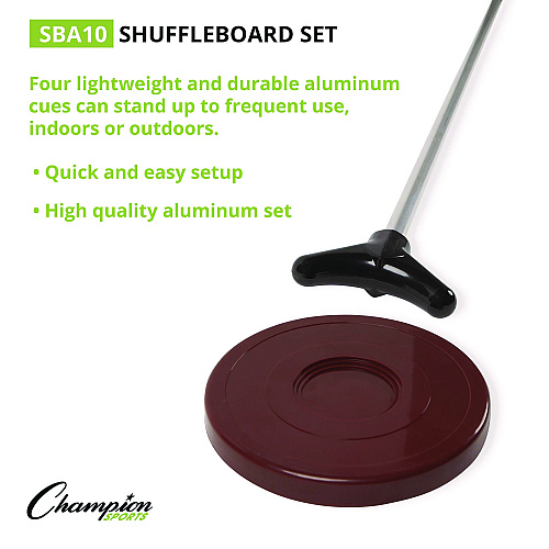 Champion Sports Shuffleboard Set, 4 Cues, 8 Pucks (SBA10)