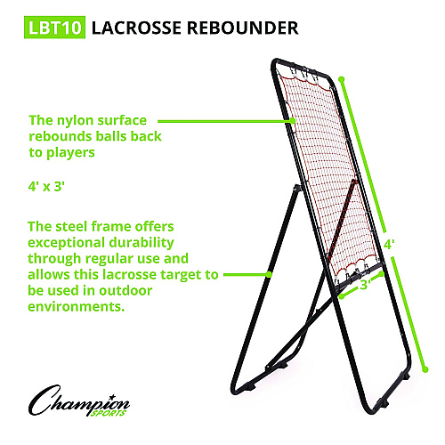 Champion Sports Lacrosse Ball Rebounder, 80" x 3 ft, 1.25" dia Frame (LBT10)