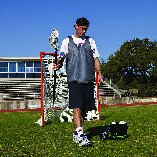 Champion Sports Lacrosse Balls in a Bucket, 11" x 11" Bucket with 36 White Rubber Balls (LBWN36)