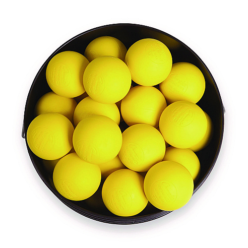 Champion Sports Lacrosse Balls in a Bucket, 11" x 11" Bucket with 36 Yellow Rubber Balls (LBYN36)