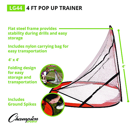 Champion Sports Lacrosse Pop Up Target Trainer, 4 ft x 4 ft (LG44)