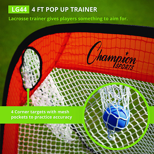 Champion Sports Lacrosse Pop Up Target Trainer, 4 ft x 4 ft (LG44)