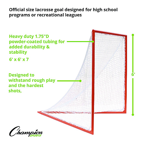 Champion Sports Pro High School Lacrosse Goal, 6 ft x 6 ft, 1.65" dia Frame (LNGHS)