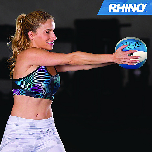 Champion Sports Rhino Leather Medicine Ball, 18 lb, Teal/White (MB16)