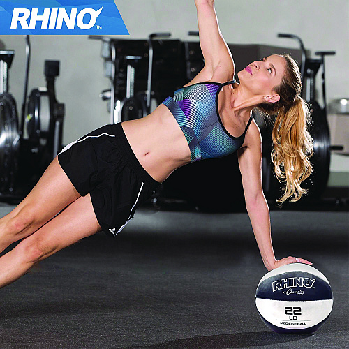 Champion Sports Rhino Leather Medicine Ball, 22 lb, Black/White (MB23)