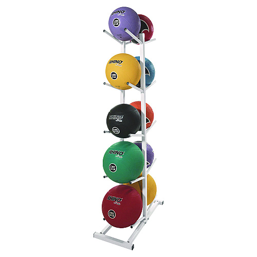 Champion Sports Double Medicine Ball Tree, 12" x 23" x 51", White (MBR2)