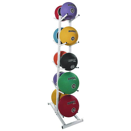 Champion Sports Double Medicine Ball Tree, 12" x 23" x 51", White (MBR2)