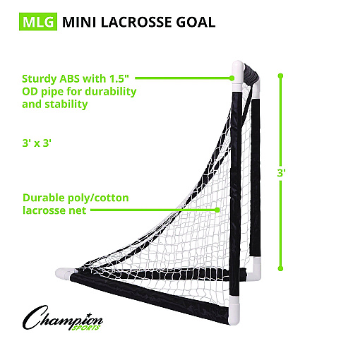Champion Sports Mini Lacrosse Goal, 3 ft  x 3 ft, 1.5" dia Frame (MLG)