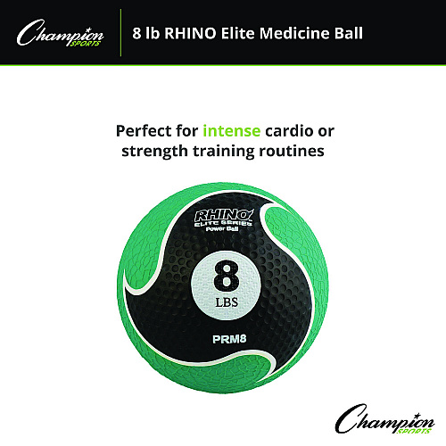 Champion Sports Rhino Elite Medicine Ball, 8 lb, Green (PRM8)