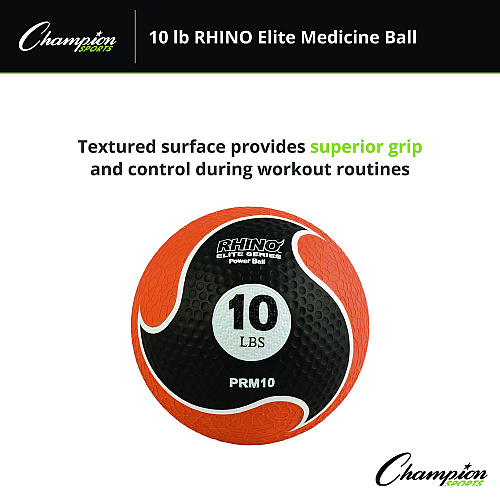Champion Sports Rhino Elite Medicine Ball, 10 lb, Orange (PRM10)