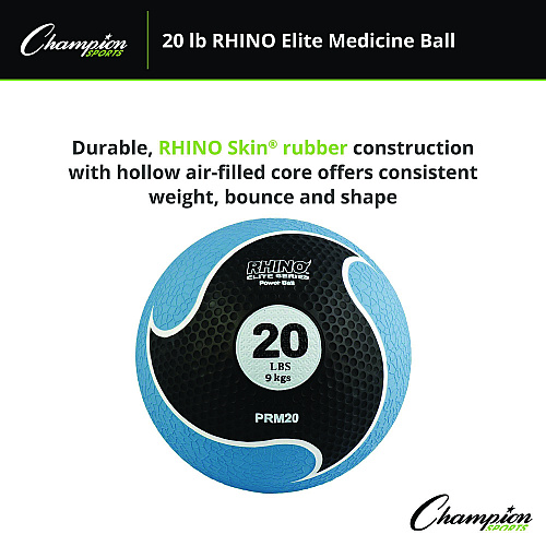 Champion Sports Rhino Elite Medicine Ball, 20 lb, Blue (PRM20)