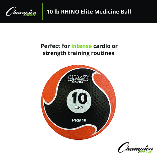 Champion Sports Rhino Elite Medicine Ball, 10 lb, Orange (PRM10)