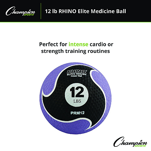 Champion Sports Rhino Elite Medicine Ball, 12 lb, Purple (PRM12)