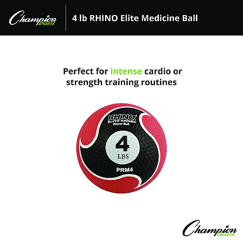 Champion Sports Rhino Elite Medicine Ball,  4 lb, Red (PRM4)