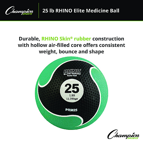 Champion Sports Rhino Elite Medicine Ball, 25 lb, Green (PRM25)