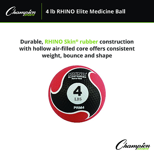 Champion Sports Rhino Elite Medicine Ball,  4 lb, Red (PRM4)