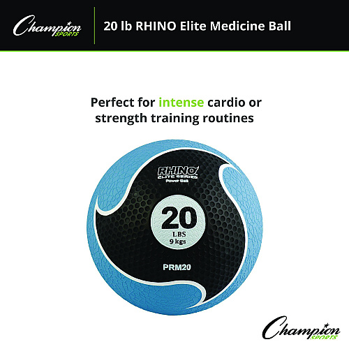 Champion Sports Rhino Elite Medicine Ball, 20 lb, Blue (PRM20)