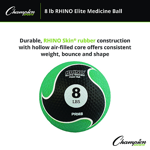 Champion Sports Rhino Elite Medicine Ball, 8 lb, Green (PRM8)