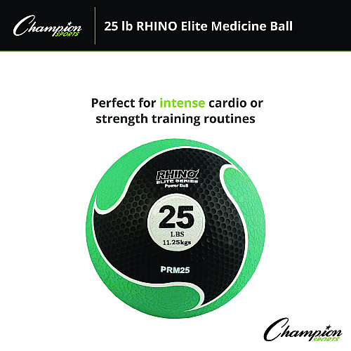 Champion Sports Rhino Elite Medicine Ball, 25 lb, Green (PRM25)