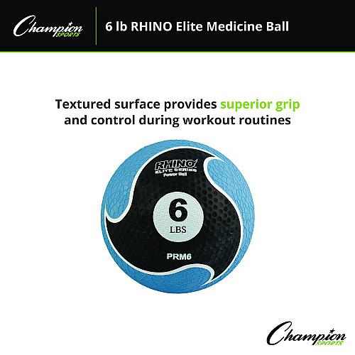 Champion Sports Rhino Elite Medicine Ball, 6 lb, Blue (PRM6)