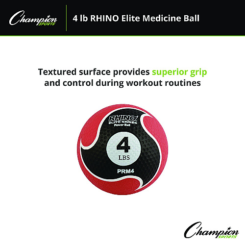 Champion Sports Rhino Elite Medicine Ball,  4 lb, Red (PRM4)