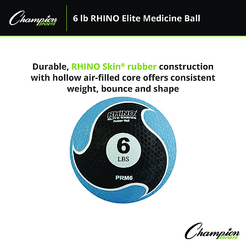 Champion Sports Rhino Elite Medicine Ball, 6 lb, Blue (PRM6)