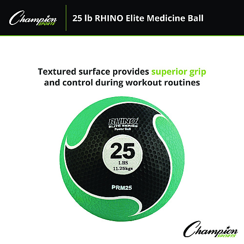 Champion Sports Rhino Elite Medicine Ball, 25 lb, Green (PRM25)