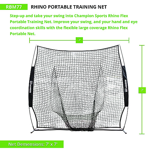 Champion Sports Rhino Portable Training Net, 7 ft x 7 ft (RBM77)