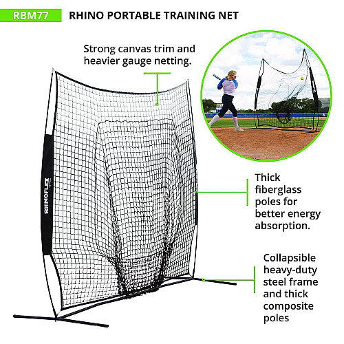 Champion Sports Rhino Portable Training Net, 7 ft x 7 ft (RBM77)