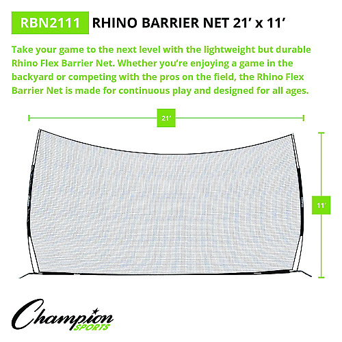 Champion Sports Rhino Flex Barrier Net, 21 ft  x 11 ft (RBN2111)