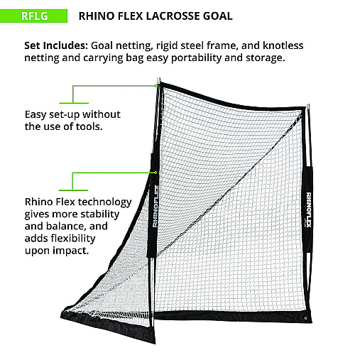Champion Sports Rhino Flex Lacrosse Goal, 6 ft x 6 ft, 1" dia Frame (RFLG)