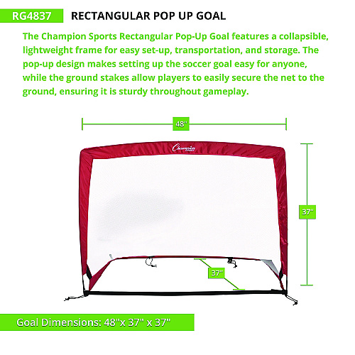 Champion Sports Rectangular Pop-Up Goal, 48"  x 37" (RG4837)