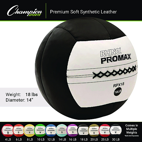 Champion Sports Rhino Promax Medicine Ball, 18 lb, Black (RPX18)