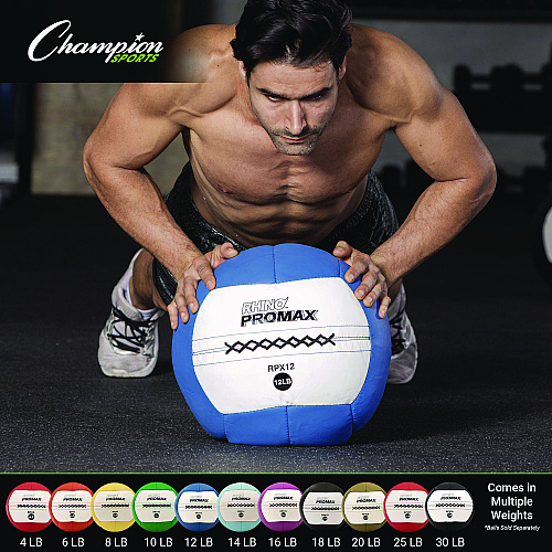 Champion Sports Rhino Promax Medicine Ball, 14 lb, Light Blue (RPX14)