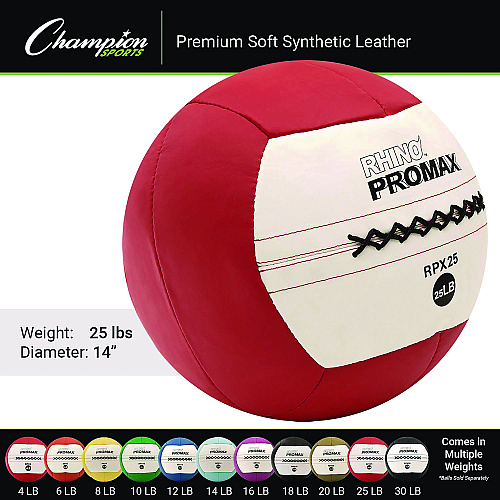 Champion Sports Rhino Promax Medicine Ball, 25 lb, Red (RPX25)