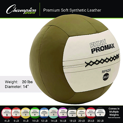 Champion Sports Rhino Promax Medicine Ball, 20 lb, Brown (RPX20)