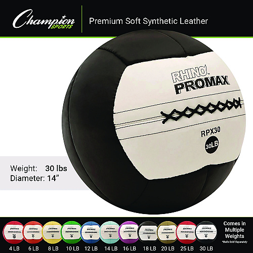 Champion Sports Rhino Promax Medicine Ball, 30 lb, Black (RPX30)