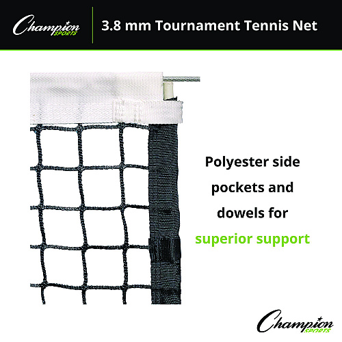 Champion Sports Four-Season Tournament Tennis Net, 42 ft x 3.5 ft, 0.13" dia (T500)