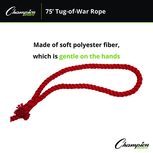 Champion Sports 4-Way Tug of War Rope, 75 ft, 1" dia (TWR75)