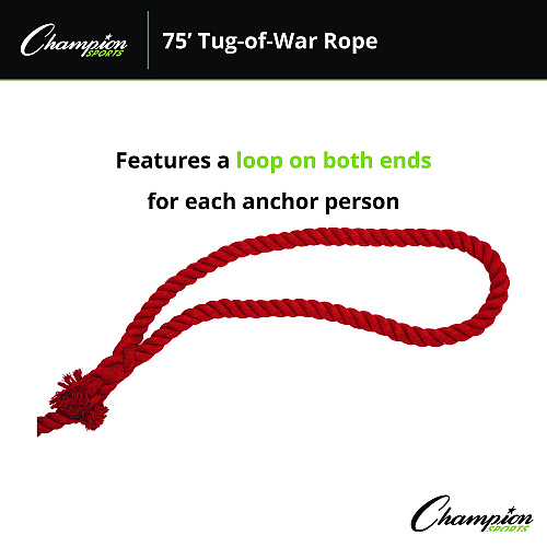 Champion Sports 4-Way Tug of War Rope, 75 ft, 1" dia (TWR75)