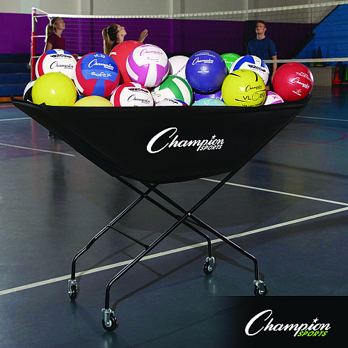 Champion Sports Pro Collapsible Volleyball Cart, 23" x 55" x 41", Black (VCPRO)