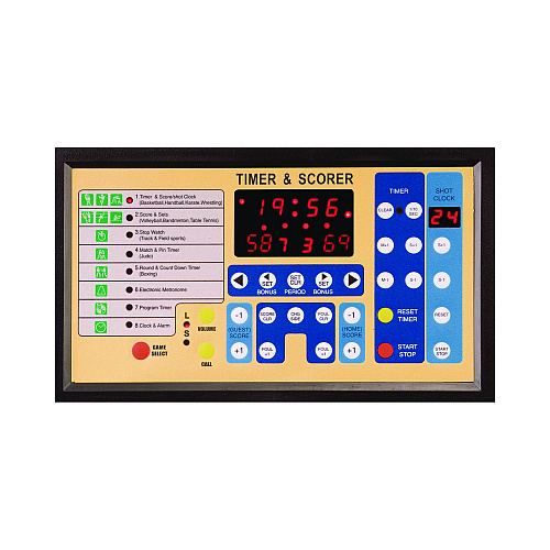 Champion Sports Tabletop Indoor Electronic Scoreboard, 24" x 16" x 10", Black Face, Red/Green/Yellow Graphics (T90)